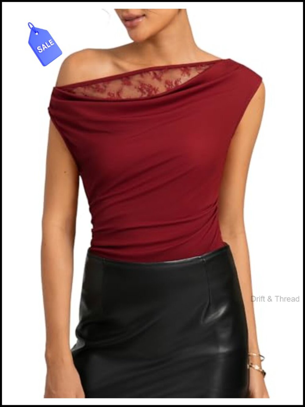 Cowl Neck Tank Top Women's Fitted Lace Trim Lyocell Stretch Going Out Y2K